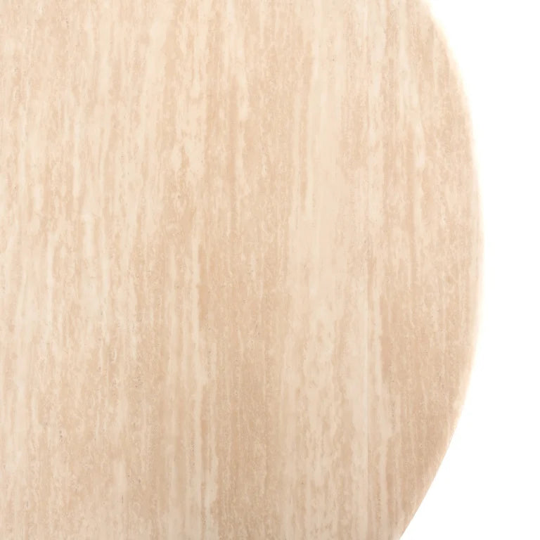 Richmond Interiors Fictus Beige Travertine Round Dining Table | 4-6 Seater
